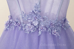 Prom Dress Inspirational, Lavender Corset A-line Short Homecoming Dress