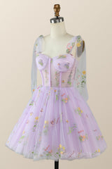 Bachelorette Party Theme, Lavender Floral Corset A-line Princess Dress