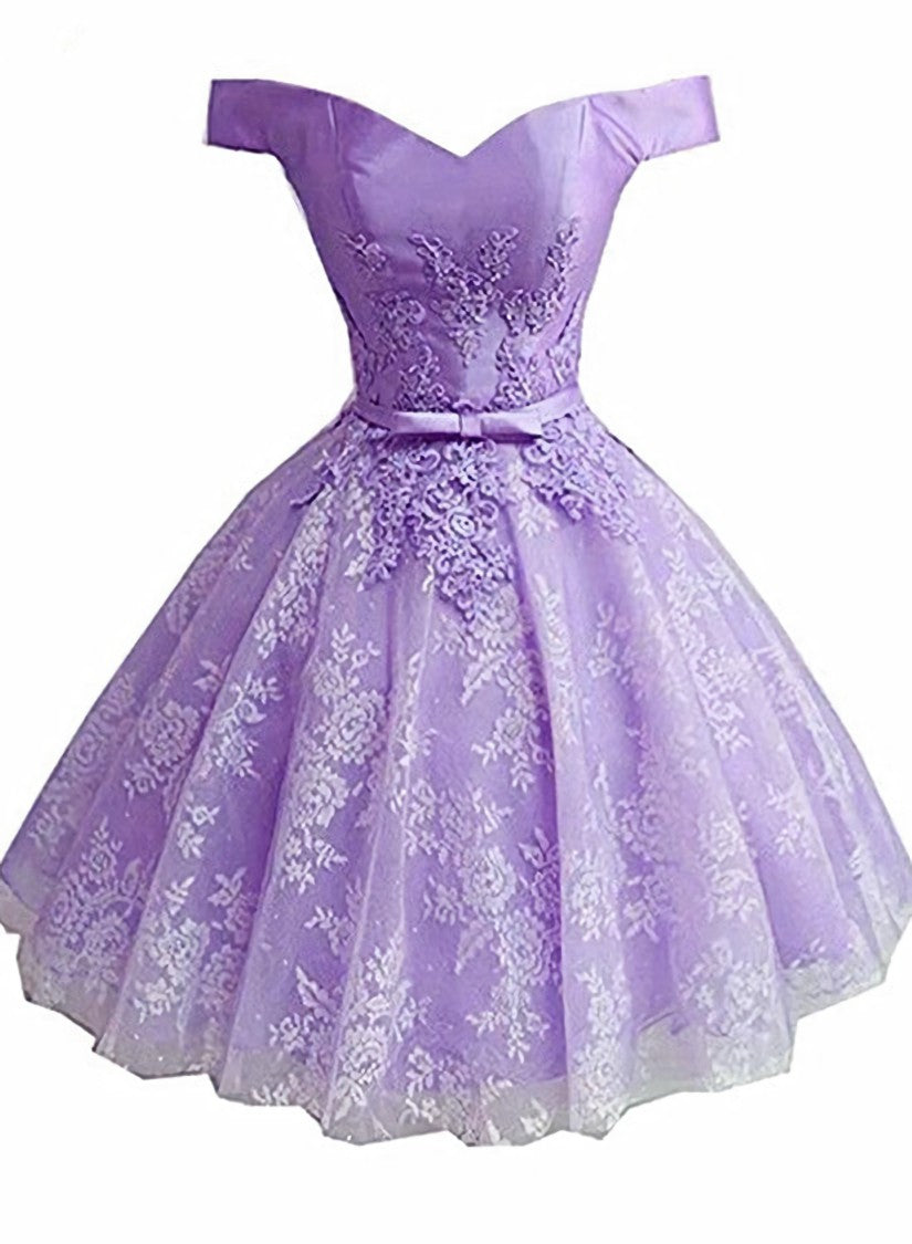 Party Dresses Size 24, Lavender Lace and Satin Sweetheart Homecoming Dress, Lavender Short Prom Dress