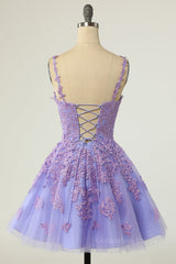 Bridesmaids Dress Styles, Lavender Lace Appliques Princess A-line Short Prom Dress