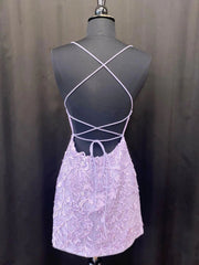 Homecoming Dresses 2028, Lavender Lace Short Homecoming Dresses,Backless Hoco Dress