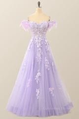 Formal Dress On Sale, Lavender Sweetheart Floral Embroidered Long Formal Dress