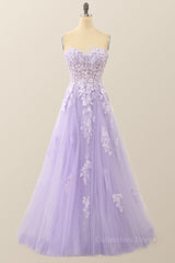 Formal Dresses Shops, Lavender Sweetheart Floral Embroidered Long Formal Dress