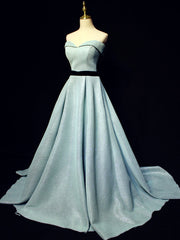 Prom Dress Long, Light Blue A line Long Prom  Dress, Blue  Formal Evening Dresses