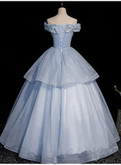 Formal Dress Fashion, Light Blue Ball Gown Tulle with Lace Formal Dress, Blue Sweet 16 Dresses