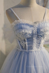 Prom Dress Uk, Light Blue Tulle Short A-line Homecoming Dress