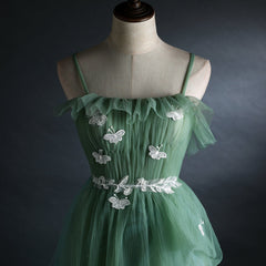 Prom Dress Long Mermaid, Light Green Gradient Straps Long A-line Prom Dress, Evening Dress Party Dresses