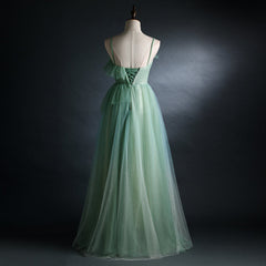 Prom Dresses Long Mermaid, Light Green Gradient Straps Long A-line Prom Dress, Evening Dress Party Dresses