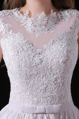 Wedding Dress Brides, Light Pink Chiffon Wedding Dresses with veil Lace Appliques Top Short Sleeve