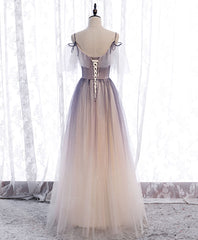 Homecoming Dress Shorts, Light Purple Tulle Sequin Long Prom Dress, Purple Formal Party Dress