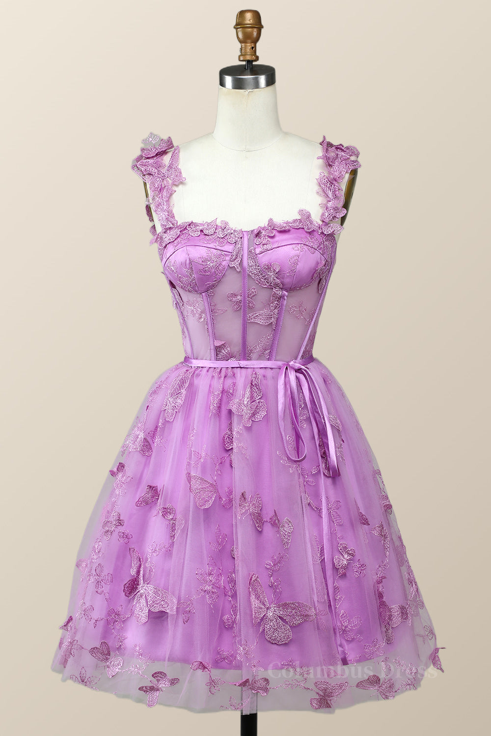 Beauty Dress, Lilac Butterfly Tulle A-line Short Homecoming Dress