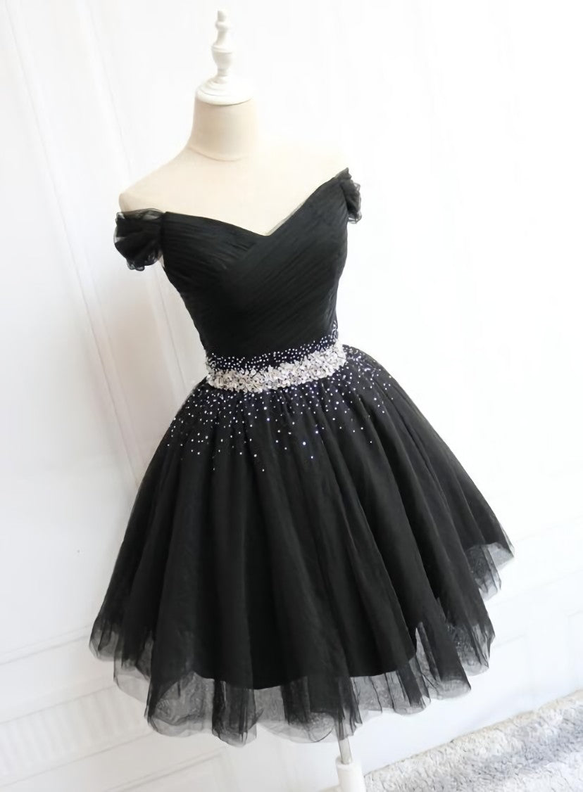 Prom Dress Prom Dress, Little Black Homecoming Dress  Tulle Cute Short Formal Dress