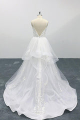 Wedding Dress Princesses, Long A-line Sweetheart Appliques Spaghetti Strap Tulle Wedding Dress
