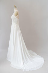 Wedding Dresses And Veils, Long A-line Sweetheart Spaghetti Strap Appliques Chiffon Wedding Dress