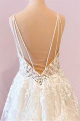 Wedding Dresses With Long Sleeves, Long A-Line Sweetheart Spaghetti Straps Tulle Wedding Dress