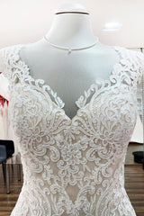 Wedding Dress Color, Long Mermaid Lace Sweetheart Open Back Wedding Dress with Appliques Lace