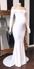 Party Dress Set, Long Mermaid Off-the-shoulder Pregnant Formal Evening Dress with Sleeves
