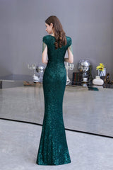 Bridesmaid Dress Trends, Long Sleeve V Neck Lace Prom Dresses Thin Cap Sleeve