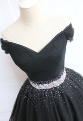 Bridesmaid Dressing Gown, Black Off the Shoulder Short Prom Dress, A-Line Homecoming Dress