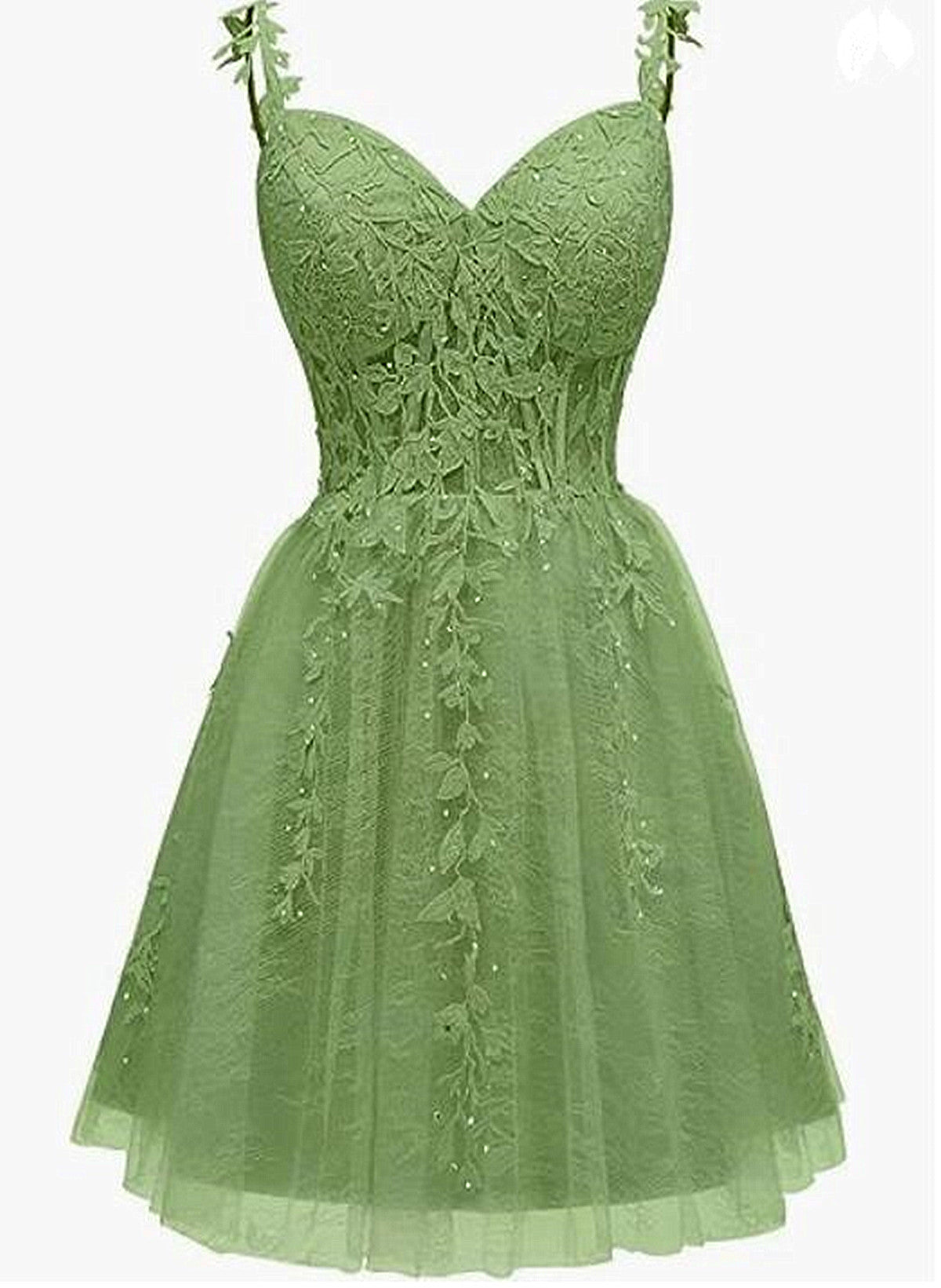 Bridesmaids Dresses Satin, Lovely Green Sweetheart Beaded Straps Party Dress, Green Tulle Homecoming Dress