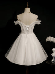 Formal Dress, Lovely Ivory Sweetheart Beaded Tullle Homecoming Dress Party Dress, Short Prom Dresss