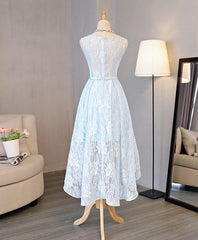 Homecoming Dress Simple, Lovely Light Blue High Low Party Dress , Cute Formal Dress