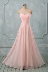 Formal Dress Fall, Lovely Light Pink Sweetheart Long Bridesmaid Dress, Long Prom Dress