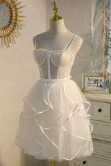 Party Dress For Babies, Lovely Spaghetti Strap Tulle Short Prom Dress, A-Line Homecoming Dress