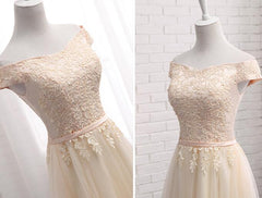 Homecoming Dresses Long, Lovely Tulle Cap Sleeves Party Dresses, Bridesmaid Dress for Sale