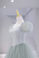 Bachelorette Party, Lovely Tulle Floor Length Prom Dress, A-Line Short Sleeve Evening Party Dress