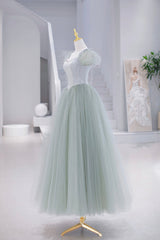 Bridesmaid Dresses Photos Gallery, Lovely Tulle Floor Length Prom Dress, A-Line Short Sleeve Evening Party Dress
