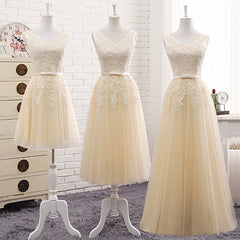 Formal Dress For Teens, Lovely Tulle Light Champagne Bridesmaid Dress, Long Party Dress