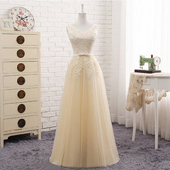Formal Dress For Graduation, Lovely Tulle Light Champagne Bridesmaid Dress, Long Party Dress