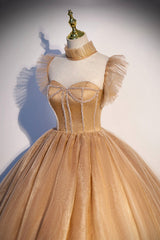 Party Dress Aesthetic, Lovely Tulle Long Formal Dress, A-Line Evening Dress with Corset