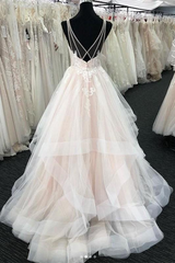 Wedding Dresses For Bride 2026, Luxurious Long A-line Princess Tulle Lace Backless Wedding Dress