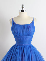 Party Dress Dress Code, Royal Blue Spaghetti straps Tulle A-line Short Prom Dress