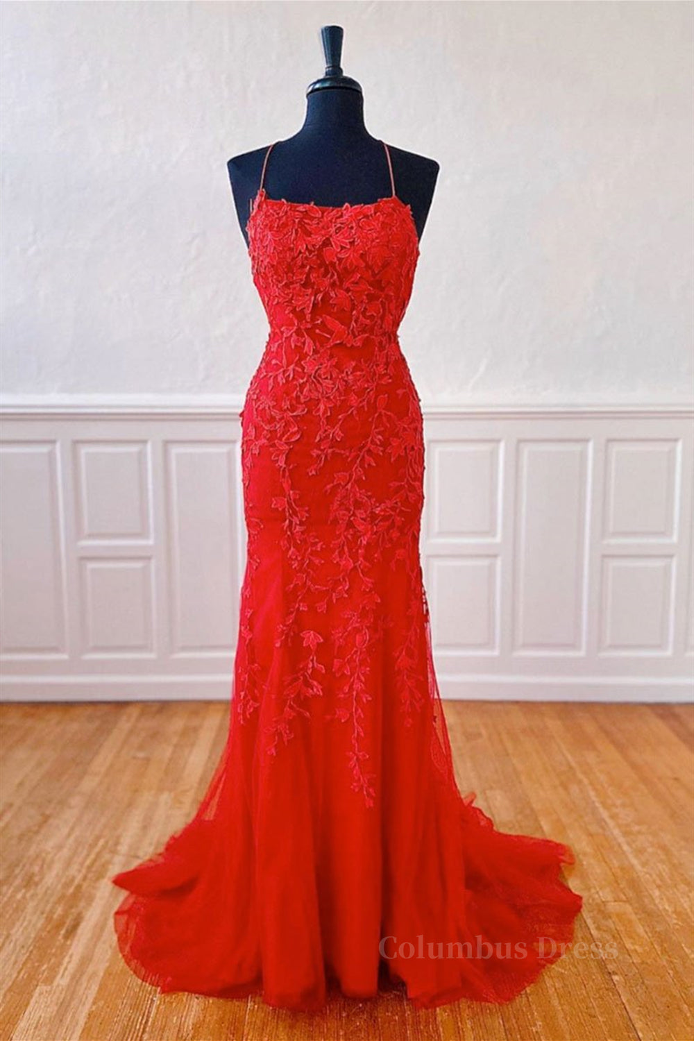 Prom Dress 2027, Mermaid Backless Red Lace Long Prom Dresses, Mermaid Red Formal Dresses, Red Lace Evening Dresses