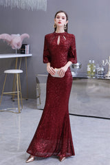 Bridesmaid Dress Idea, Mermaid Designed Neckline Sequined Floor Length Sequins Prom Dresses
