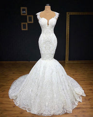Party Dress Outfit Ideas, Mermaid Glamorous Straps Appliques Backless Sleeveless Bridal Gown