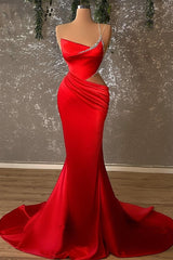 نسخة من فستان سهرة طويل بحورية البحر باللونين الأسود والأحمر، فستان طويل للحفلات الراقصة مع فتحة في الساق