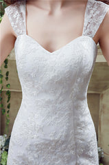 Wedding Dress For, Mermaid Lace Sleeveless V-Neck Chapel Train Wedding Gowns