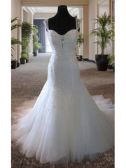 Wedding Dress Dress, Mermaid Straps Beading Court Train Tulle Wedding Dress