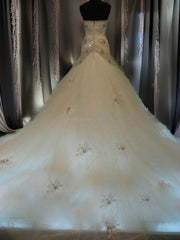 Wedding Dresses 2024, Mermaid Sweetheart Beading Chapel Train Tulle Wedding Dress