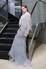 Formal Dresses Modest, Mermaid V Neck Sleeveless Floor Length Prom Dresses With Crystal Beading