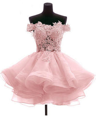 Evening Dresses Online Shop, Mini Tulle Lace Short Prom Dress, Lace Cute Homecoming Dress