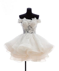 Evening Dress Cheap, Mini Tulle Lace Short Prom Dress, Lace Cute Homecoming Dress