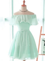 Prom Dress2025, Mint Green Chiffon Short Party Dress Bridesmaid Dress, Chiffon Prom Dresses
