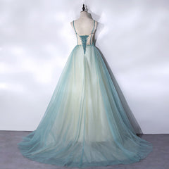 Bridesmaid Dress Mismatched, Mint Green Long Tulle with Lace Sweet 16 Dress, Long Party Dresses