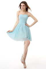 Party Dresses For Girls, Mint Green Pleated Lace Short Homecoming Dresses