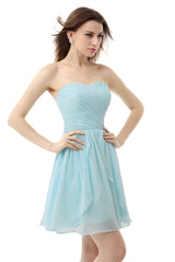Party Dress Shiny, Mint Green Pleated Lace Short Homecoming Dresses